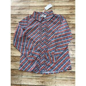 NWT My Three Sons by Evie's Closet Gray and Orange Plaid Button Up Shirt 8y